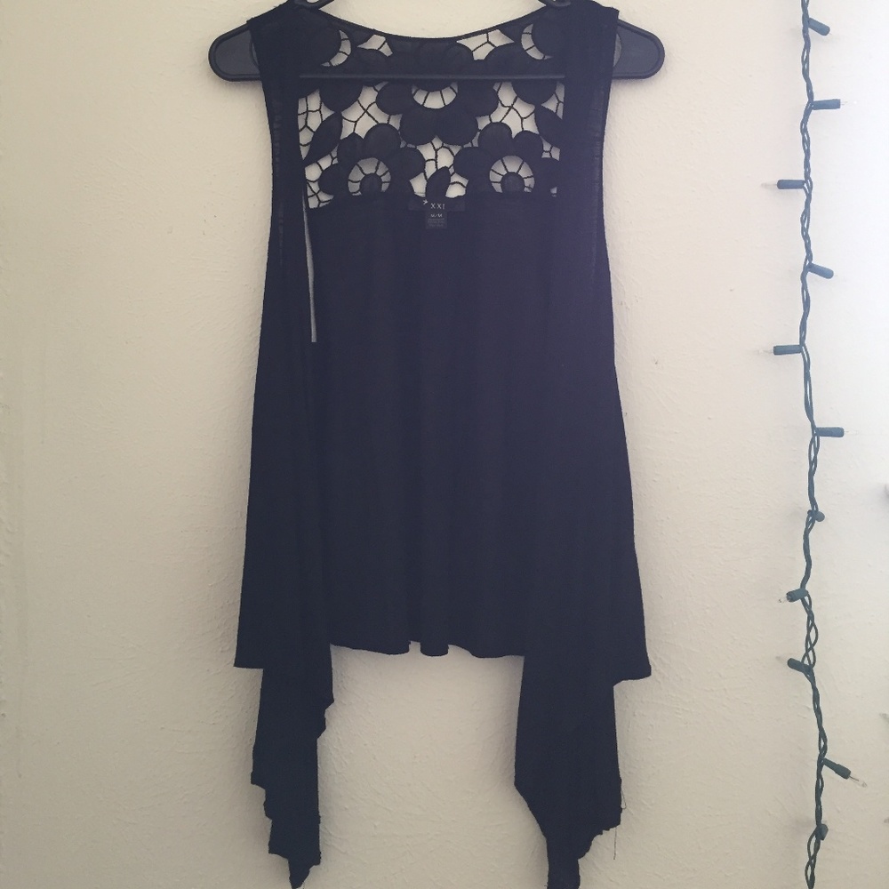 Forever21 Black No Sleeve Cardigan